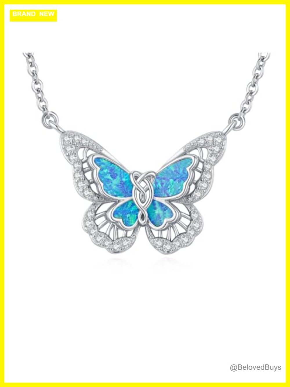 925 Sterling Silver Opal Butterfly Pendant Necklace Dainty Celtic Jewelry Gift